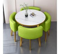 Ele Round Dining Table Set with 4 Stacking Chairs - Cact Fur for Home Office & Retail - Ideal for Meetings Recept & Negotiats - SpaceSaving Design