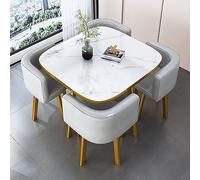 Ele Round Table & 4 Stackable Chairs Set - Ideal for Meetings Recept and Negotiats - SpaceSaving Dining Table for Offices & Retais