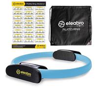 eleabro Sports 14 inch Pilates Ring Circle - Magic Circle Pilates Ring with A1 Size Workout Poster, Yoga Ring Fitness Ring with Soft Handles, Inner Thigh Exercise Equipment for Home Workouts - (Blue)
