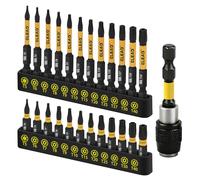 ELEAD 25pc Torx Bit Set: T4-T40, 1/4 Hex, Tamper Proof & Magnetic, S2 Steel, 3" Magnetic Holder