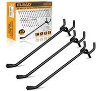 ELEAD 60-Piece 6 Inch Extra Thick Pegboard Hooks, Heavy Duty Peg Board Organizer Accessories, Peg Board Tool Hangers Fit for 1/4" Pegboard Hanging Tools Garage, Workshop, and Craft Storage