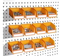 ELEAD Pegboard Bins Organizer Set 12-Pack - Durable Storage Tray for Screws, Nuts, Bolts, Hardware, Crafts, Accessories | Fits Standard Pegboards | 16 Labels for Garage Workshop Craft Room, ED70050