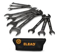 ELEAD Super-Thin Open End Wrench Set | 10-Piece Metric 5.5-27mm | Nickel-Plated Slim Design with Roll-Up Pouch | 5.5, 7, 8, 9, 10, 11, 12, 13, 14, 15, 16, 17, 18, 19, 20, 21, 22, 23, 24, 27mm
