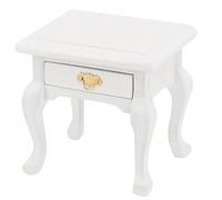 Eleage 1/12 Doll House Bedside Table Miniature Vintage White Nightstand for Kids Room Eco-Friendly Wooden Furniture