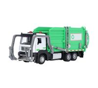 Eleage 1:32 Diecast Alloy Recycling Refuse Lorry Model, Friction Powered Waste Sorting Garbage Truck Toy with Lights & Sounds, Comes with 4 Mini Recycling Bins, Gift for Kids