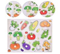 Eleage Educational Wooden Puzzle for Kids Brightly Colored Shape and Color Recognition Toy for Early Learning Ages 3 and Up Size 30x22.5cm (Vegetables A3013)