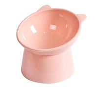 Eleage Elevated Tilted Neck Support Cat Feeding Bowl, Nordic Food-Grade Plastic Pet Dish, Ergonomic Raised Feeding Station for Cats & Small Dogs Food Water (Pink)
