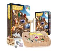 Eleage Gemstone Archaeology Excavation Dig Kit with 15 Gemstones Rocks & Fossils, Creative Geology Mining Toy, Birthday for Boys Girls Kids