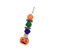 Eleage Halloween Bird Chewing Toys Durable Fun Biting Toys for Small Pets with Wood and Rattan Ball 1 Unit (Leaf Pumpkin)