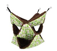 Eleage Hamster Hanging Bed TripleLayer Hammock for Small Animals Soft Cozy Rest Area in Cage Flannel Green Brown 1 Count (Green)