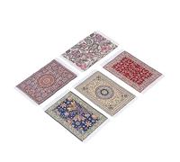 Eleage Miniature Doll House Rugs Exquisite Woven Floral Design Easy to Clean Floor Blankets for Dollhouse 5PCS
