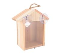 Eleage Outdoor Wooden Birdhouse with Suction Cup Easy Installation Bird Nesting Box for Garden and Patio 18.5 X 11 X 21.5cm