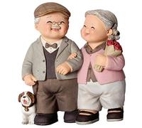 Eleage Resin Elderly Couple Figurine Romantic Happy Senior Pair Ornament