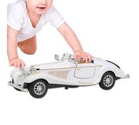 Eleage Vintage Pull Back Car Toy, Durable Alloy Vehicle with Light & Music for Kids, 16.5x6x4.5cm, Red/Black/White (White)