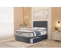 Eleanor 2 Drawer Divan Bed Pillowtop Mattress and Floor Standing Headboard Somnior Charcoal Double