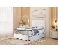 Eleanor 2 Drawer Divan Bed Pillowtop Mattress and Floor Standing Headboard Somnior White Double