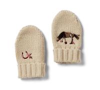 Eleanor Charles The Horseshoe Floral Knit Mittens - White Print - Size: Age 1-3