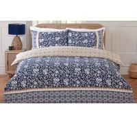 Eleanor Floral Reversible Duvet Set: King Eleanor Duvet Set/Navy
