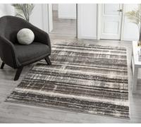 Eleanor Modern Embossed Contemporary Living Room Area Rug - Striped Design,grey,80 X 150 Cm