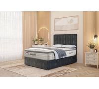 Eleanor Tweed Divan Bed Pillowtop Mattress and Floor Standing Headboard Somnior Charcoal Small Double