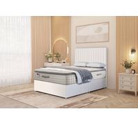 Eleanor Velvet Divan Bed Pillowtop Mattress and Floor Standing Headboard Somnior White Double