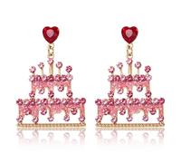 ELEARD Birthday Earrings for Women Rhinestone Birthday Cake Dangle Earrings Birthdays Outfits Accessories Jewelry Celebration Birthday Party Favors Gifts, M, Acrylic, No Gemstone