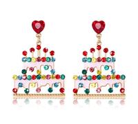 ELEARD Birthday Earrings for Women Rhinestone Birthday Cake Dangle Earrings Birthdays Outfits Accessories Jewelry Celebration Birthday Party Favors Gifts, M, Acrylic, No Gemstone