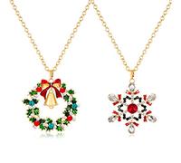 ELEARD Long Christmas Necklace Sparkle Crystal Snowflake Reindeer Wreath Pendant Necklace for Women Girls Festive Sweater Necklace Xmas Holiday Party Jewelry Set Gifts, crystal, not