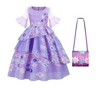 Eleasica Encanto Fancy Dress Girls Dress Up for Isabella with Accessories Wig Bag Costume for Kids Outfit Pageant Christmas Carnival Cosplay Gifts for Birthday Halloween Short-sleeve,Purple 1,130