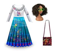 Eleasica Girls Encanto Mirabel Long-sleeve Costume with Accessories Wig Bag Glasses Kids Fancy Dress Christmas Birthday Party Carnival Pageant Halloween Dress Up for Princess,Blue 1,150