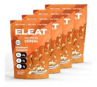 ELEAT | High Protein Cereal with Prebiotic Inulin for Gut Health | Cinnamon Sensation | Low Sugar High Fibre Breakfast | Gluten Free Vegan | 4 x 250g Multi-Pac