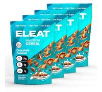 ELEAT | High Protein Low Sugar Vegan Cereal | High Fibre Healthy Gluten Free Breakfast | Complete Plant Protein | Low GI Carbs for Sustained Energy & Muscle Recovery | (Chocolate Caramel ×4)