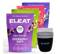 ELEAT | High Protein Overnight Oats Starter Bundle | Best Flavours Including Cereals Travel Pot | Low Sugar & High Fibre Breakfast | Vegan & Gluten Free | 4 x 400g