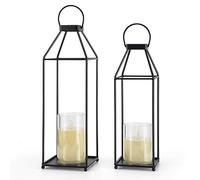 ELEATTRUN Decorative Outdoor Metal Lanterns 2PCS, Black, LED Candle Lights, Indoor/Outdoor, Classic Theme, Perfect for Home Decor, Romantic Occasions, Holidays & Gifts