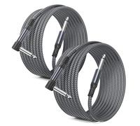 Elebase 1/4 inch Guitar Lead 6M 2Pack,Right Angled Electric Guitar Cable Mono 6.35mm TS to TS Instrument Amp Cord,Quarter inch Jack to Jack Audio Line for Bass,Keyboard,Amplifiers,Speakers,Pedals
