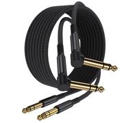 Elebase 1/4 Inch TRS Instrument Cable 2M 2-Pack,Right-Angled to Straig