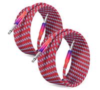 Elebase 1/4 inch TS Instrument Cable 1M/3.3FT 2Pack,Colorful Unbalanced 6.35mm Electric Guitar Cord Accessories,Straight Quarter inch Male to Male Audio Line for Bass,AMP,Speaker,Acoustic,Stage