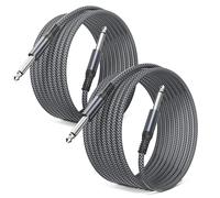 Elebase Guitar Lead 3M 2Pack,1/4 inch Electric Guitar Cable Mono 6.35mm TS to TS Instrument Amp Cord,Quarter inch Jack to Jack Audio Wire Line for Bass,Keyboard,Amplifiers,Speakers,Pedals,Grey
