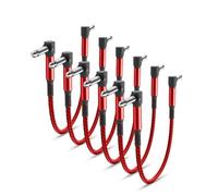 Elebase Guitar Patch Cables 15CM 6-Pack,6.35MM Effects Pedal Board Cord,1/4" Right-Angle Nylon Braided Instrument Audio Cable,Pedalboard Connector TS Copper Wire for Amp/Amplifier,Mixer,Electric Bass