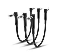 Elebase Guitar Patch Cables 30CM 3-Pack,6.35MM Effects Pedal Board Cord,1/4" Right-Angle Nylon Braided Instrument Audio Cable,Pedalboard Connector TS Wire for Amp/Amplifier,Mixer,Electric Bass