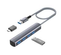 Elebase USB Hub for PS5 Pro/Slim,4 Port USB 3.0 Splitter 1 in 4 Out with 2FT Long Cable,5Gbps High-Speed Extender Hub with OTG and USB Adapter for PlayStation 5,PS4 Console,Disc & Digital