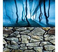 ELEBOX Fish Backgrounds Paper Double Sides 3D Stone & Trees Aquarium Background Picture 23" x 71" Fish Tank Background