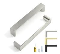 ELEBUILD 12 Pack, 128mm, Brushed Satin Nickel, Cabinet Pulls, Kitchen Cabinet Handles Cabinet Hardware Cupboard Handles Square Drawer Pulls