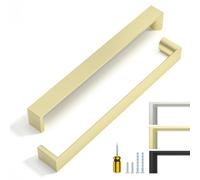 ELEBUILD 12 Pack, 192mm, Brass, Cabinet Pulls, Elegant Kitchen Cabinet Handles Cabinet Hardware Cupboard Handles Square Drawer Pulls