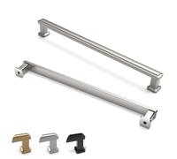 ELEBUILD 12 Pack Brushed Nickel Cupboard Door Handles, 192mm (7.5 Inch) Hole Centers, Silver Modern Cabinet Drawer Pulls for Kitchen Cabinets, Wardrobe, Bathroom Cupboards & Dresser, Chest of Drawers