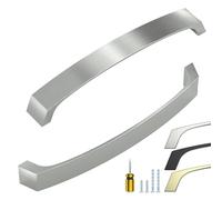 ELEBUILD 12 Pack Brushed Nickel Cupboard Handles 192mm (7.5") Hole Center