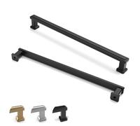 ELEBUILD 12 Pack Matt Black Cabinet Handles 192mm (7.5 Inch) Hole Center