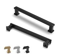 ELEBUILD 12 Pack Matt Black Cupboard Door Handles, 128mm (5 Inch) Hole Centers, Modern Cabinet Drawer Pulls for Kitchen Cabinets, Wardrobe, Bathroom Cupboards & Dresser, Chest of Drawers