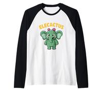 Elecactus Funny Cute Elephant Cactus Hybrid Character Design Raglan Baseball Tee