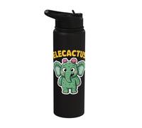 Elecactus Funny Cute Elephant Cactus Hybrid Character Design Stainless Steel Insulated Water Bottle